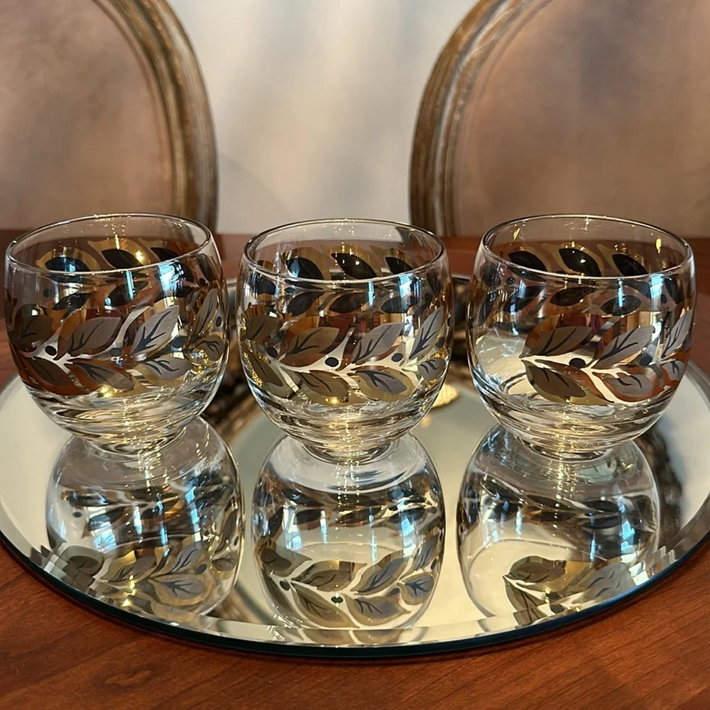 MCM Federal Roly Poly Barware Laurel Leaf Glasses - Picture 3 of 5